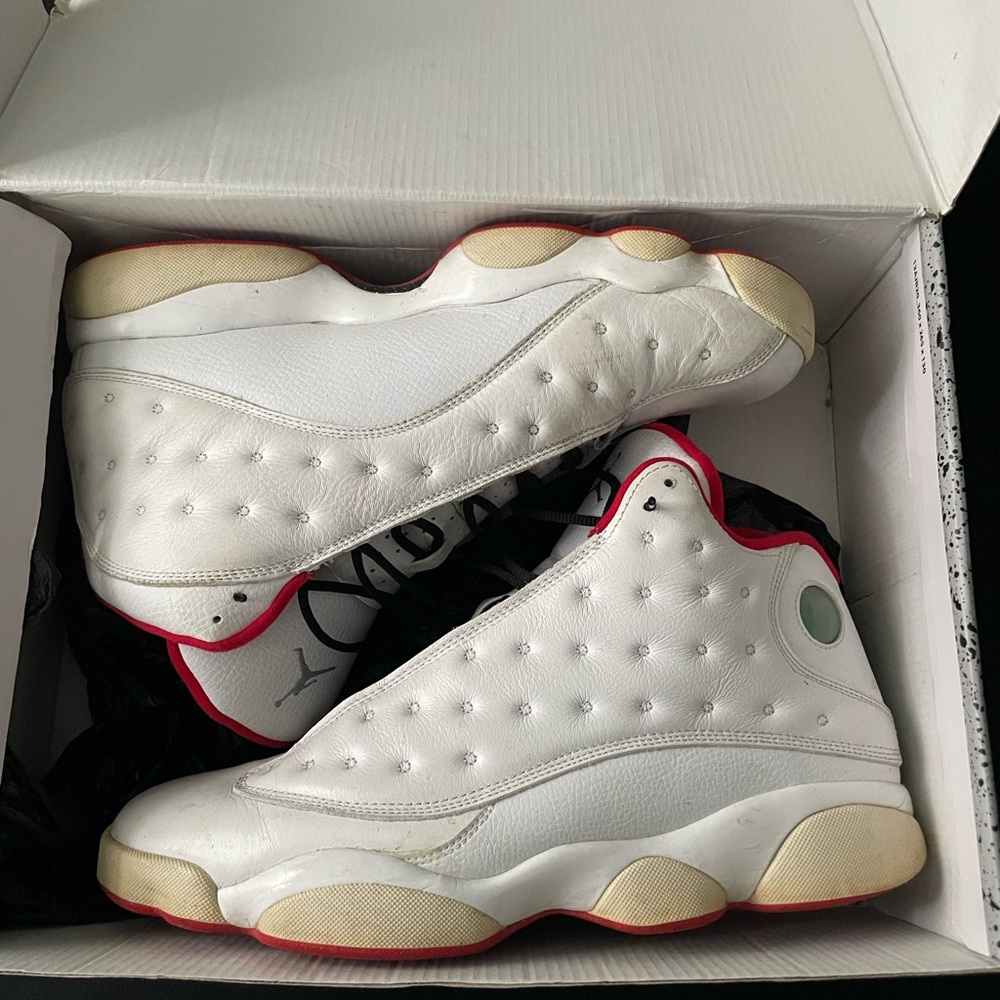 Jordan 13 White and Red Men's Sneakers